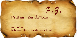 Priher Zenóbia névjegykártya